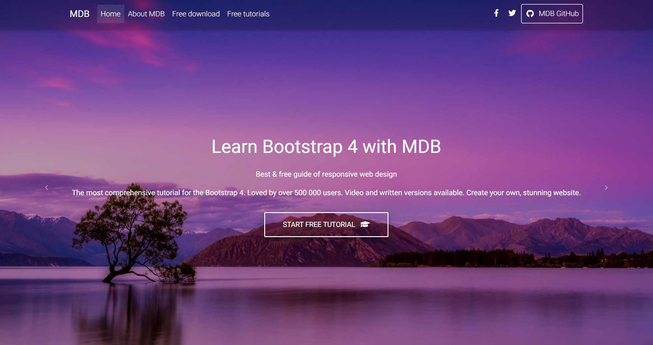 Bootstrap 4 & Material Design -Portfolio Example