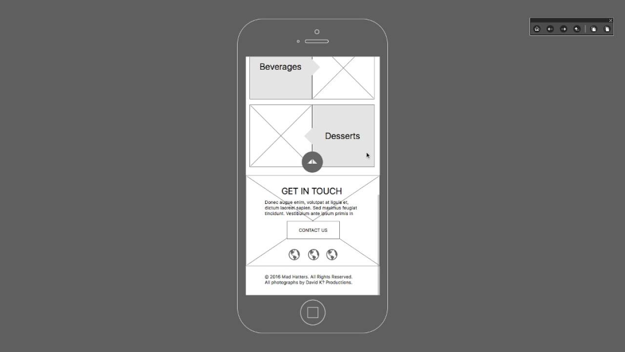 Restaurant wireframe with Mockplus