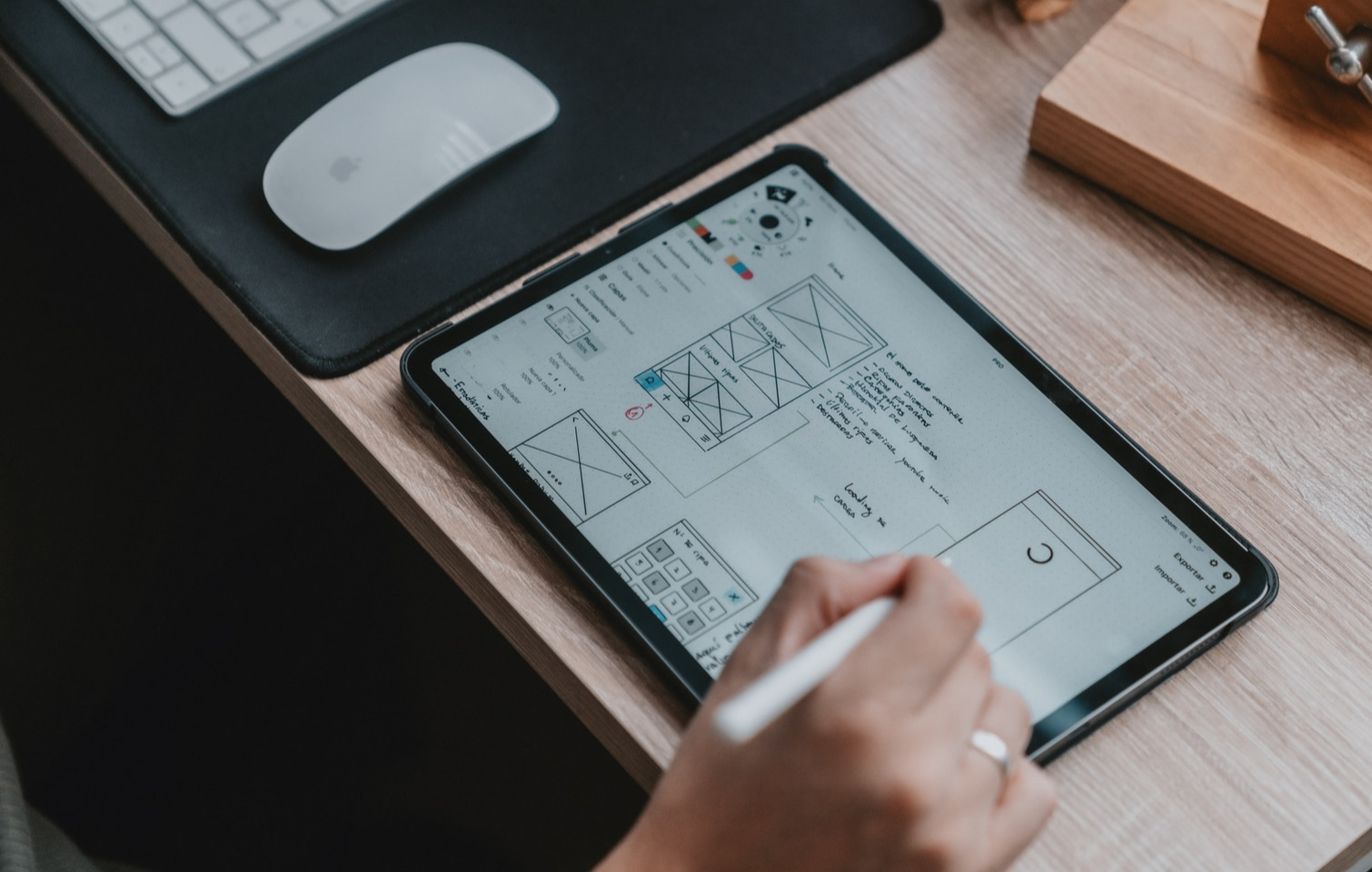 Wireframes on iPad